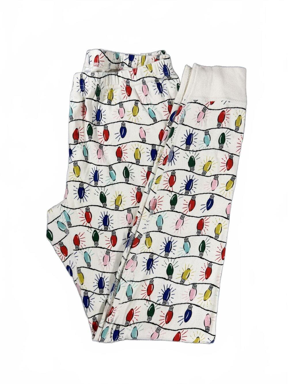 Hanna Andersson Christmas Lights Pajama Pants Womens Large Organic Cotton